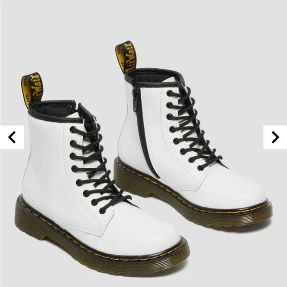 Dr. Martens White and Black Leather Boots - Picture 1 of 5